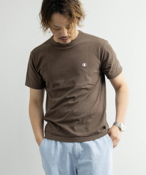 Nylaus(ナイラス)/Champion C3－P300 ワンポイント クルーネック 半袖 Tシャツ/ブラウン