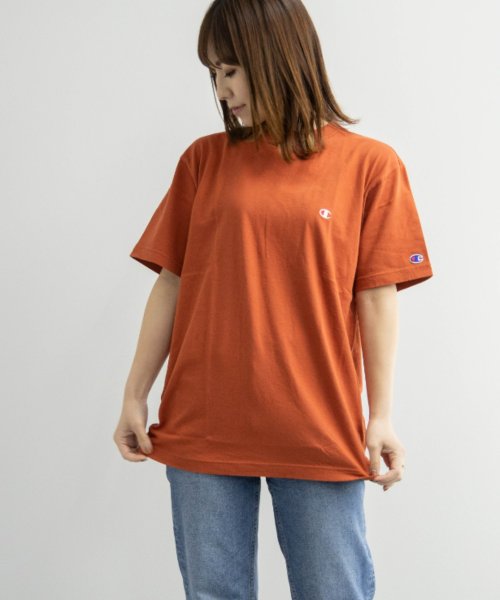 Nylaus(ナイラス)/Champion C3－P300 ワンポイント クルーネック 半袖 Tシャツ/オレンジ