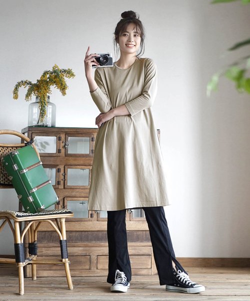 コットンカットソー ワンピース 七分袖 無地 ズーティー Zootie Magaseek