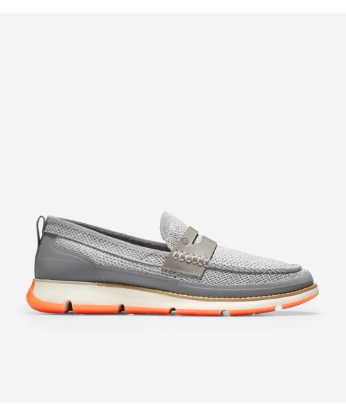 COLE HAAN(コールハーン)/4.ゼログランド スティッチライト ローファー mens/チタニウム/モーニングフォグニット/アイボリーショッキングオレンジ