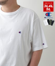 MARUKAWA(大きいサイズのマルカワ)/【Champion】チャンピオン 大きいサイズ[3L－5L] ワンポイント Tシャツ ロゴ 刺繍 半袖 ティーシャツ アメカジ カジュアル メンズ/ホワイト