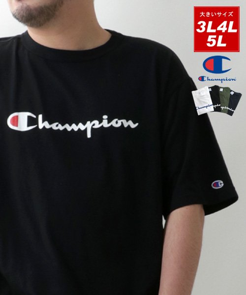 MARUKAWA(大きいサイズのマルカワ)/【Champion】チャンピオン Tシャツ 大きいサイズ ロゴ プリント 半袖 ティーシャツ アメカジ カジュアル/ブラック