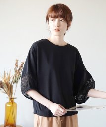 e-zakkamaniastores(イーザッカマニアストアーズ)/クロシェレース バルーン袖プルオーバー/ブラック