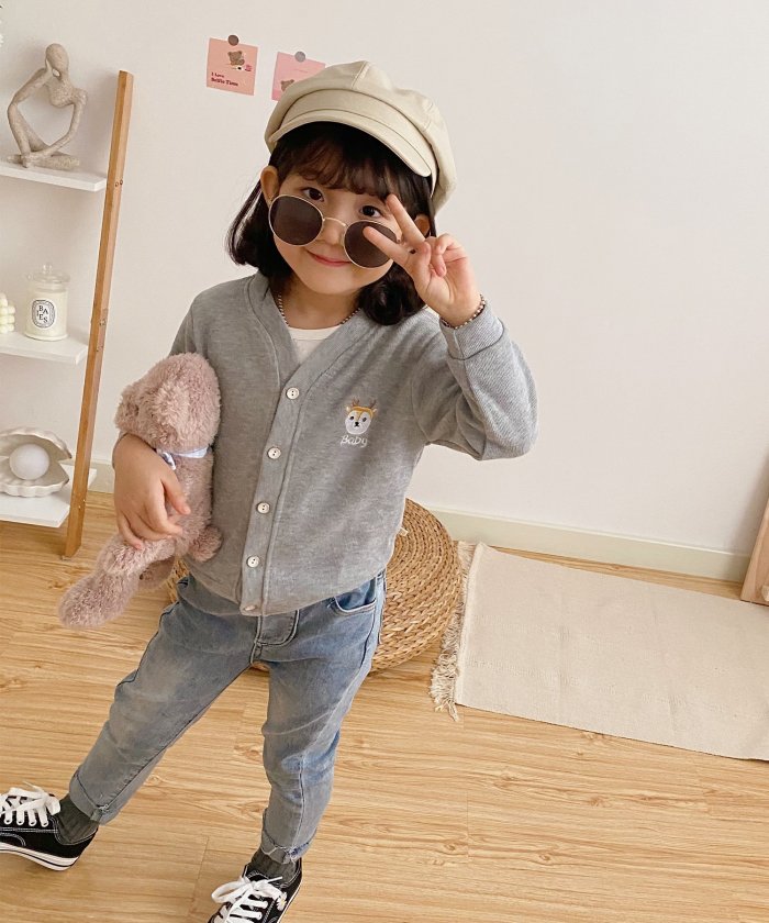 Aimoha Kids 新作 春夏 韓国子供服 かわいい動物イラスト刺繍入り カーディガン 504020599 Aimoha アイモハ Aimoha Magaseek