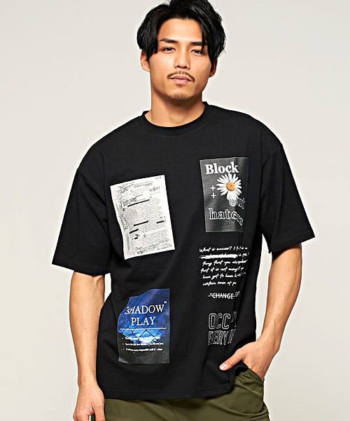 Cavaria フラワーデコレーションプリントクルーネック半袖tシャツ 大きめ フラワー デコレーション プリント クルーネック 半袖tシャツ ストリート B キャバリア Cavaria Magaseek