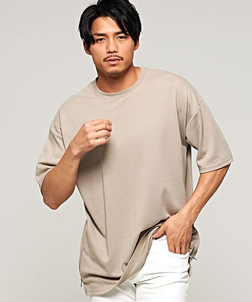 Cavaria サイドジップ付きクルーネック半袖ビッグtシャツ メンズ 半袖 ブランド 大きめ サイドジップ クルーネック 半袖tシャツ ビッグシルエット B キャバリア Cavaria Magaseek