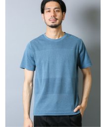 TAKA-Q(タカキュー)/接触冷感 吸水速乾 パネルボーダークルーネック半袖Tシャツ/グリーン