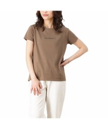 MAC HOUSE(women)(マックハウス（レディース）)/T－GRAPHICS ティーグラフィックス 筆記体刺繍Tシャツ EJ213－WC198/ブラウン