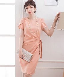 DRESS+(ドレス プラス)/ペタル(チューリップ)スリーブサイドリボンドレーブワンピース/ピンク