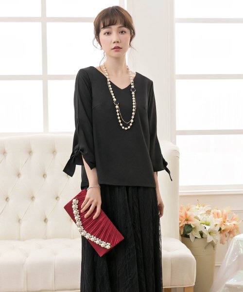 セール 袖リボン付きトップス レーススカートセットアップ ドレス プラス Dress Magaseek