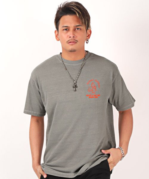 セール ピグメント染めバックプリントtシャツ Tシャツ メンズ 半袖 ピグメント バックプリント ロゴ ラグスタイル Luxstyle Magaseek
