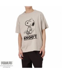 MAC HOUSE(men)(マックハウス（メンズ）)/PEANUTS DISCUSコラボTシャツ 391153304－8/グレージュ