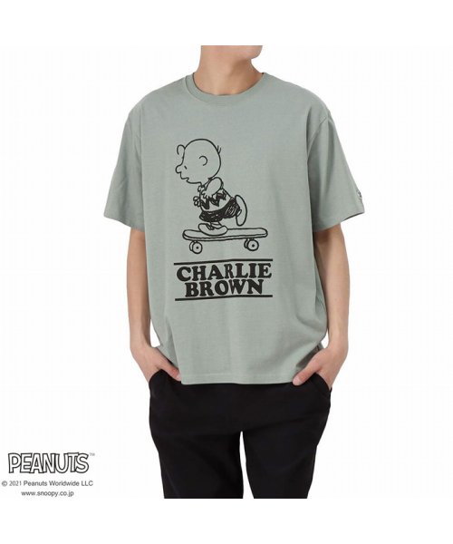 MAC HOUSE(men)(マックハウス（メンズ）)/PEANUTS DISCUSコラボTシャツ 391153304－8/グリーン