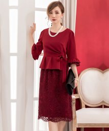 DRESS+(ドレス プラス)/結婚式ワンピース・お呼ばれパーティードレス/スカートレースセットアップドレス/レッド