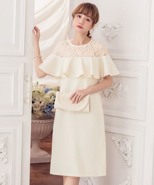 セール 胸元レースデザインパーティードレス 結婚式ワンピース ドレス プラス Dress Magaseek