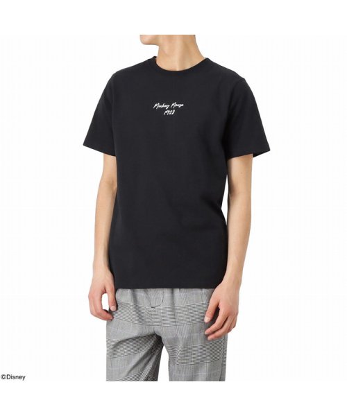 MAC HOUSE(men)(マックハウス（メンズ）)/Disney ディズニー ミッキー/バックトリミングTシャツ 391103391/ブラック