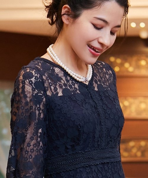セール リボンビジュー付き2連フェイクパールネックレス 結婚式 セレモニー パーティー ドレス スター Dress Star Magaseek