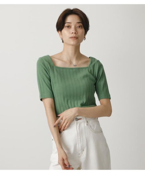 AZUL by moussy(アズールバイマウジー)/2WAY WIDE RIB TOPS/GRN