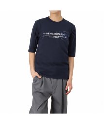 MAC HOUSE(men)(マックハウス（メンズ）)/T－GRAPHICS ティーグラフィックス シンプルロゴ5分袖Tシャツ EJ213－MC246/ネイビー