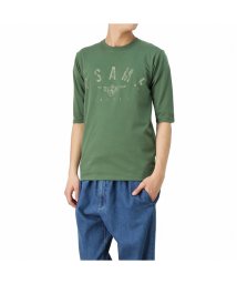 MAC HOUSE(men)(マックハウス（メンズ）)/T－GRAPHICS ティーグラフィックス アメカジ5分袖プリントTシャツ EJ213－MC247/グリーン