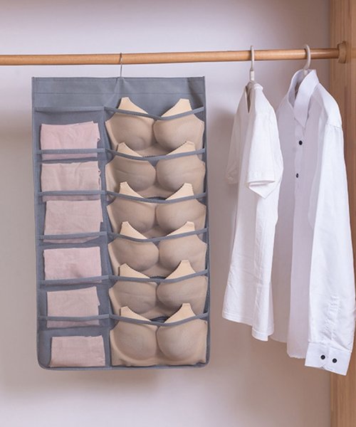 セール 下着収納 吊り下げラック ハンガー式 クローゼット ウォールポケット 収納バック メッシュ 物整理ポケット 小物整理 ポケット 大容量 ショッピングゴー Shoppinggo Magaseek