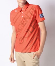 DESCENTE GOLF(デサントゴルフ)/【BLUE LABEL】ダイヤニットライジングロゴプリントシャツ【ECO】【クーリストD－Tec】【UV】【アウトレッ【アウトレット】/オレンジ系