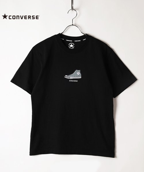 CONVERSE(CONVERSE)/【CONVERSE】 コンバース フロントサガラ刺繍 半袖Tシャツ/ブラック
