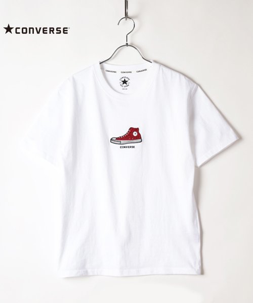 CONVERSE(CONVERSE)/【CONVERSE】 コンバース フロントサガラ刺繍 半袖Tシャツ/ホワイト