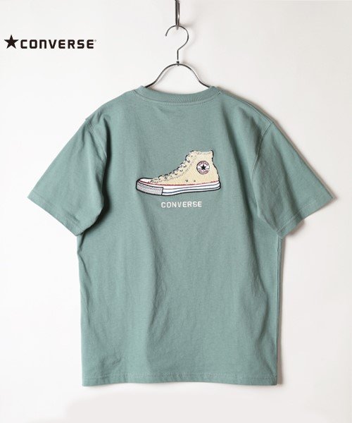 CONVERSE(CONVERSE)/【CONVERSE】 コンバース フロントサガラ刺繍 半袖Tシャツ/グリーン