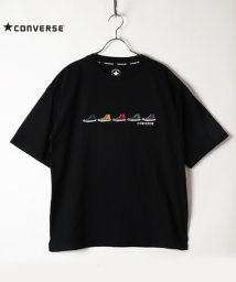 CONVERSE(コンバース)/【CONVERSE】 コンバース 5シューズ刺繍 ブランドロゴ刺繍 半袖Tシャツ/ブラック