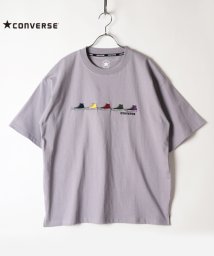 CONVERSE(コンバース)/【CONVERSE】 コンバース 5シューズ刺繍 ブランドロゴ刺繍 半袖Tシャツ/パープル