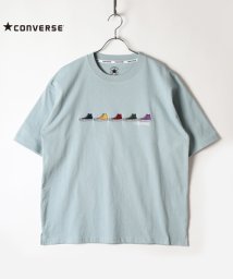 CONVERSE(コンバース)/【CONVERSE】 コンバース 5シューズ刺繍 ブランドロゴ刺繍 半袖Tシャツ/サックス