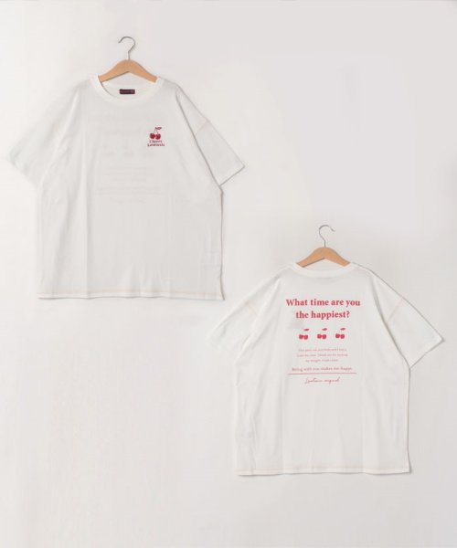 Lovetoxic(ラブトキシック)/配色ステッチ半袖Tシャツ/オフホワイト