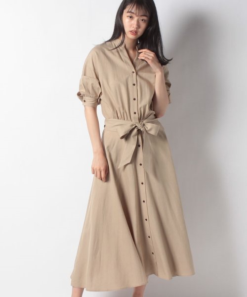 セール レーヨンリネンスタンドカラーワンピース ベルト付き アナイ Anayi Magaseek