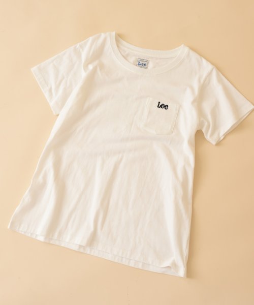 actuelselect(アクチュエルセレクト)/【Ｌｅｅ】ＥＭＢＲＯＩＤＥＲＹ　ＰＯＣＫＥＴ　ＴＥＥ　ＣＲＥＷＮＥＣＫ/ホワイト