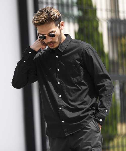 日本製ナノファイン加工ブロードレギュラーシャツ メンズ カジュアル ストライプ 白 長袖 シャツ トップス ナノファイン ジギーズショップ Jiggys Shop Magaseek