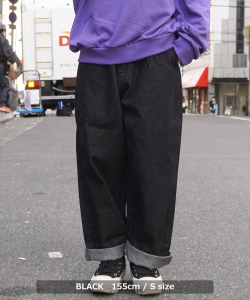 セール ワイドパンツ デニム パンツ メンズ レディース ワイドパンツ メンズ レディース バルーンパンツ ワイドデニムパンツ おしゃれ デニムワイドパンツ 太め ワンフォークロージング 1111clothing Magaseek