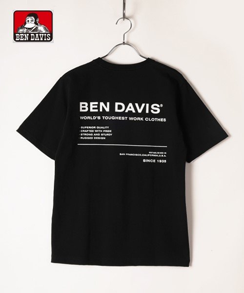 BEN DAVIS(BEN DAVIS)/【BENDAVIS】 ベンデイビス ミニゴリラワンポイント刺繍 ロゴバックプリント半袖Tシャツ/ブラック