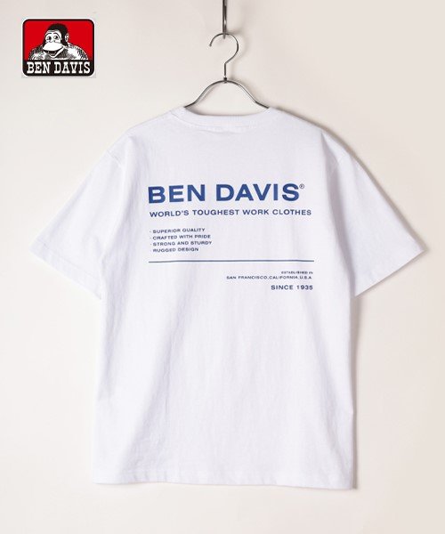 BEN DAVIS(BEN DAVIS)/【BENDAVIS】 ベンデイビス ミニゴリラワンポイント刺繍 ロゴバックプリント半袖Tシャツ/ホワイト
