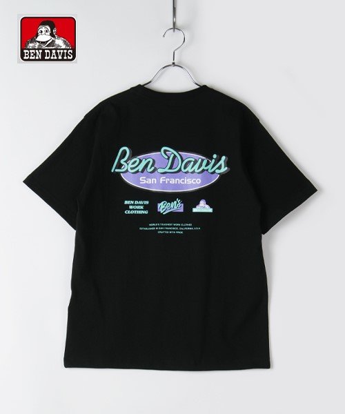 BEN DAVIS(BEN DAVIS)/【BENDAVIS】 ベンデイビス オーバルロゴバックプリント半袖Tシャツ/ブラック