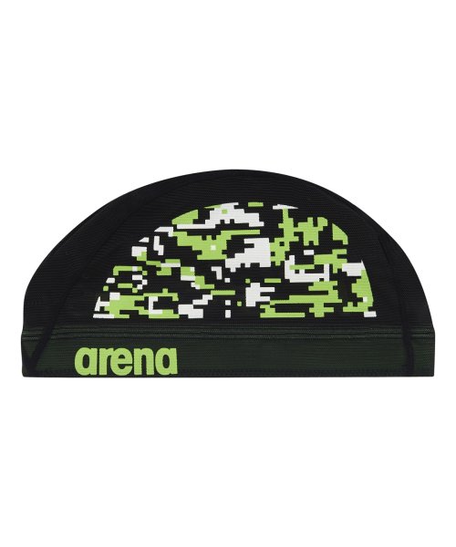 arena (アリーナ)/デジタランドデザイン メッシュキャップ/ブラック×グリーン