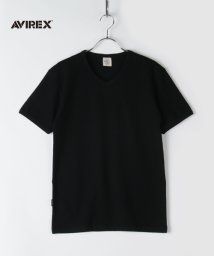 AVIREX(AVIREX)/【AVIREX】アヴィレックス テレコリブ Vネック 半袖 Tシャツ/ブラック