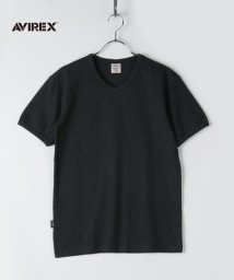 AVIREX(AVIREX)/【AVIREX】アヴィレックス テレコリブ Vネック 半袖 Tシャツ/チャコールグレイ