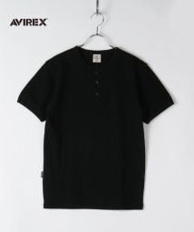 AVIREX(AVIREX)/【AVIREX】アヴィレックス テレコリブ ヘンリーネック 半袖 Tシャツ/ブラック