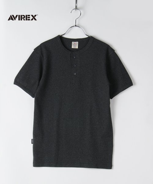 AVIREX(AVIREX)/【AVIREX】アヴィレックス テレコリブ ヘンリーネック 半袖 Tシャツ/チャコールグレイ