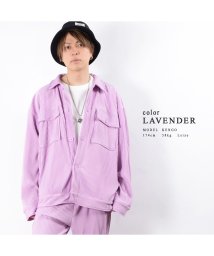 1111clothing(ワンフォークロージング)/◆プリーツ ビッグ CPOジャケット◆ ビッグシルエット ジャケット メンズ CPO レディース CPOジャケット シャツ シャツジャケット ビッグシャツ セッ/ラベンダー