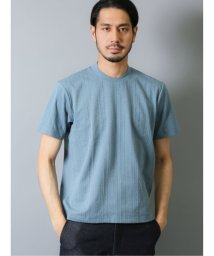 TAKA-Q(タカキュー)/ソロテックス/SOLOTEX ケーブルジャガード クルーネック半袖Tシャツ/サックス
