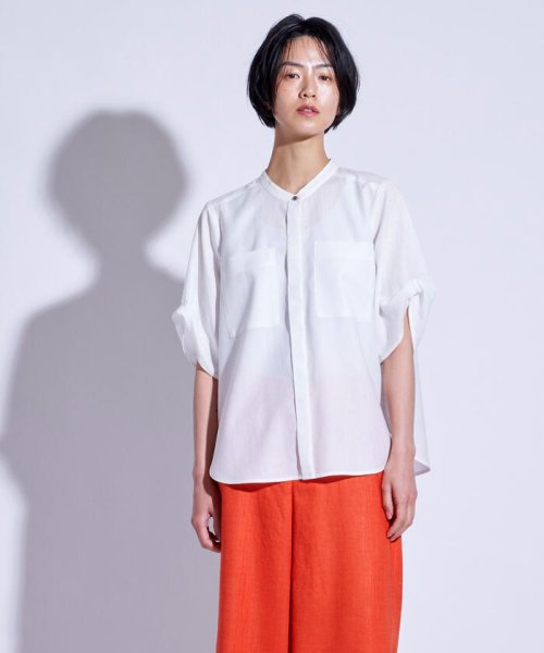 la.f...(ラ　エフ)/【極】ファージュバンドカラーシャツ/ホワイト