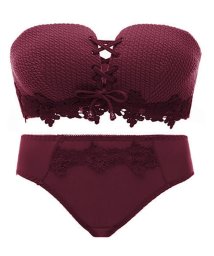 Lace Ladies(レースレディース)/レースアップ ブラショーツセットノンワイヤー  ブラセット ブラ&ショーツ/レッド