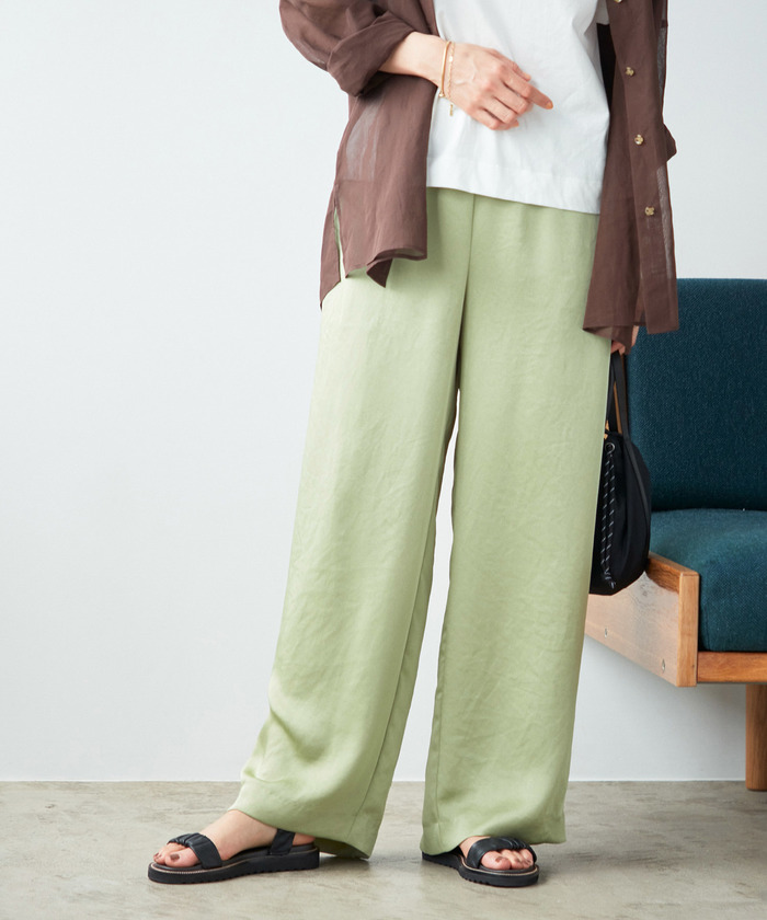 セール】ヘビーサテンストレートイージーパンツ(504035156) | ロペ